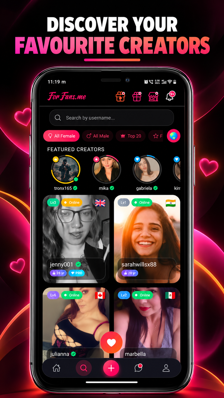 Discover Creators Screen