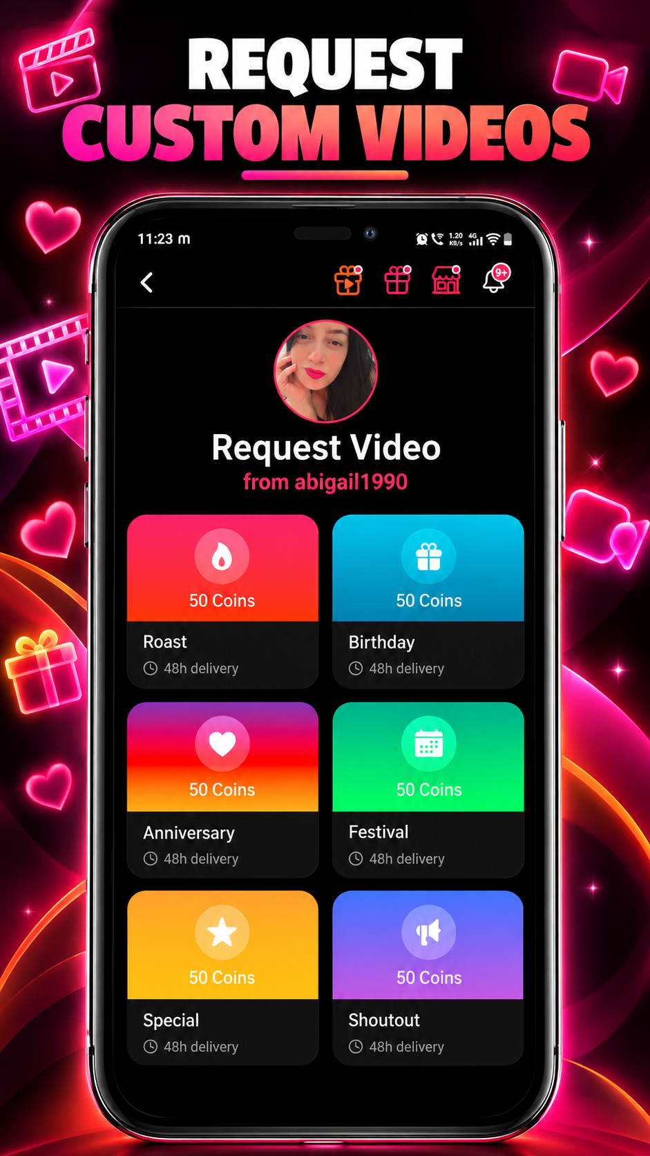 Custom Video Request Screen